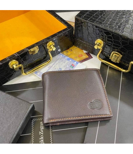 Men's wallet New young people's earth leather folding dad's soft leather pure leather short wallet