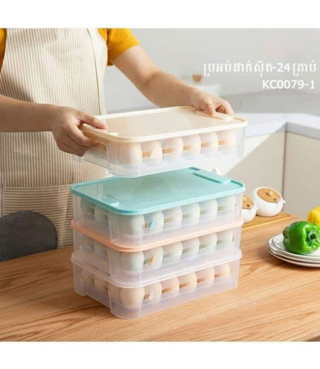 Clear Plastic Egg Holder for Refrigerator, Stackable Egg Storage Trays With Lid & Handles, Plastic Egg Box Carrier 4 Pack, Container for 18 Eggs