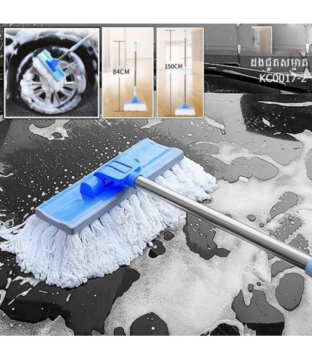 Car Wash Brush Mop Cleaning Tool with Long Handle Kit for Washing Detailing Cars Truck, SUV, RV, Trailer, Boat 2 in 1 Chenille Microfiber Sponge Duster Not Hurt Paint Scratch Free