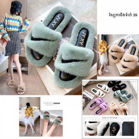 Plush slippers women's 2021 new autumn indoor home cotton slippers