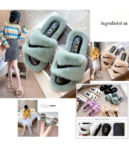 Plush slippers women's 2021 new autumn indoor home cotton slippers
