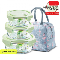 Round glass lunch box women's lunch box microwave heating special