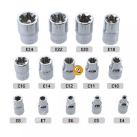 69 Store 14 Pieces Female E-Torx Star Socket Set ,1/4" 3/8" 1/2" Drive Inverted E-Torx Star Bit,E4-E24 Female External Torque Socket Set