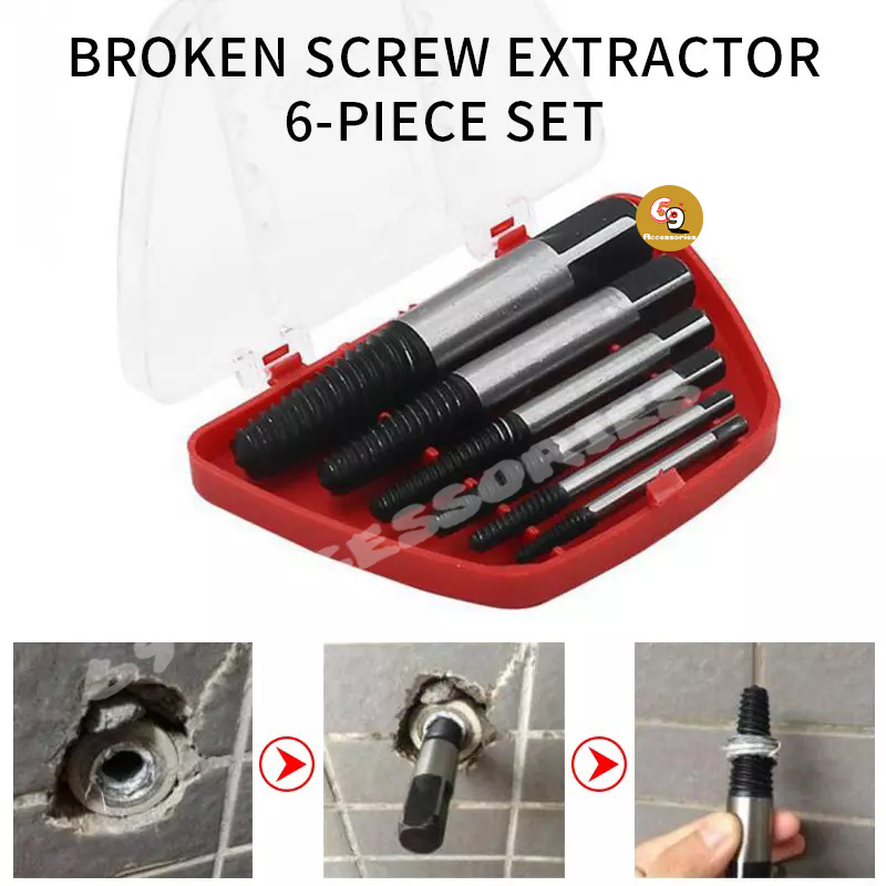 6Pcs Screw Extractor Center Drill  Bits Guide Set Broken Damaged  Bolt Remover Removal Out Set