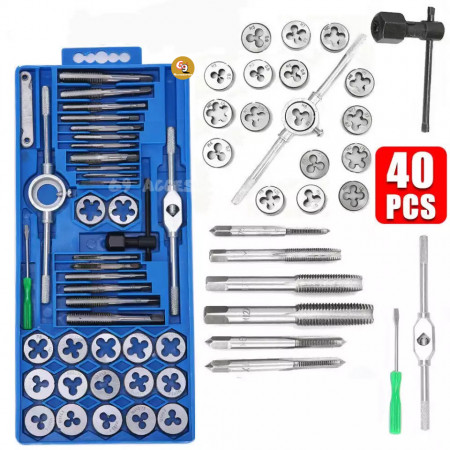 40pcs/set Metricing Tap Wrench  Tip and Die Pro Set M3-M12 Screw  Thread Metric Plugs Taps Nut  Bolt Alloy Metal Hand Tools
