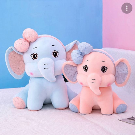 Elephant baby doll with ribbon