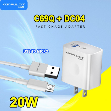 Konfulon Adapter Fast charger+Cable MICRO C69Q+DC04