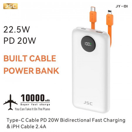 JSC Power Bank 10000mAh, Fast Charging 22.5W, Model: JY01