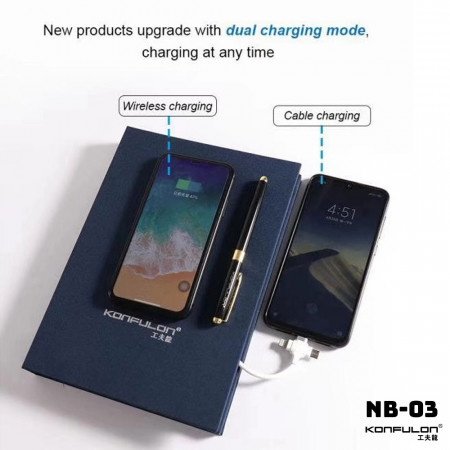 Konfulon Note Book + Wireless Charger NB-03