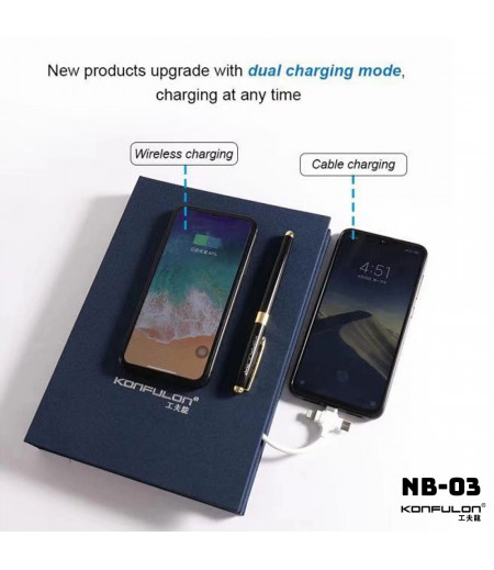 Konfulon Note Book + Wireless Charger NB-03