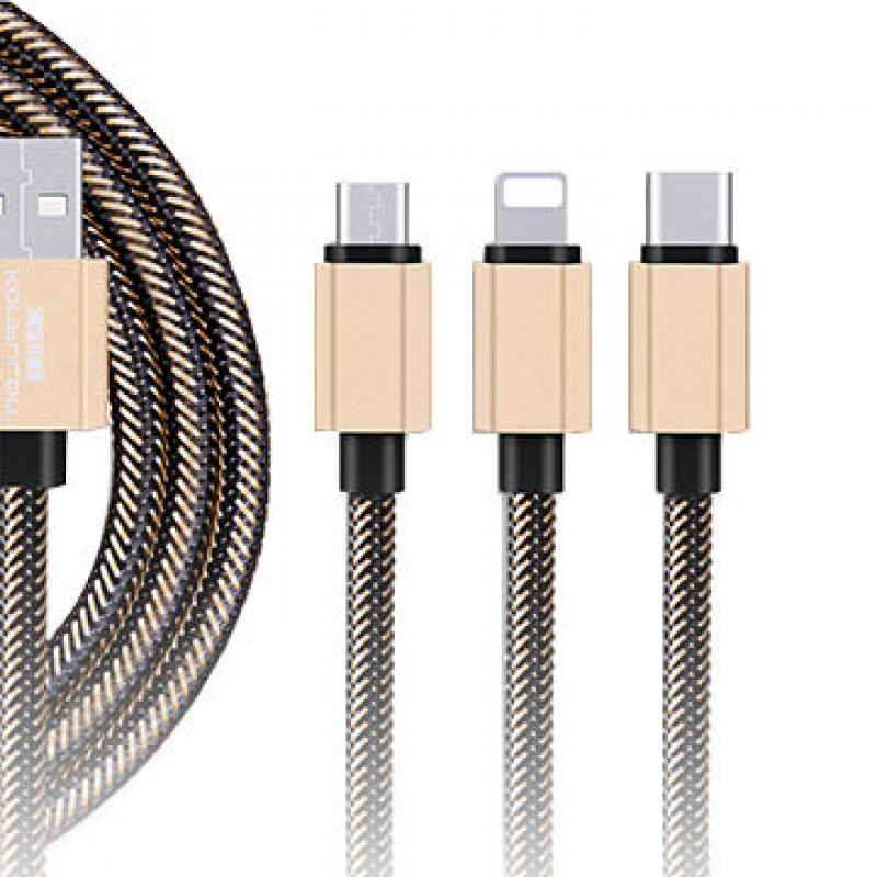 Konfulon iPhone Samsung Oppo CHarger Cable 2A 1.5m S46 3in1