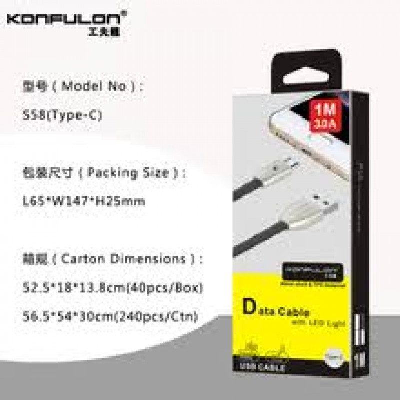 Konfulon Cable Charger 3A S58 Type-C