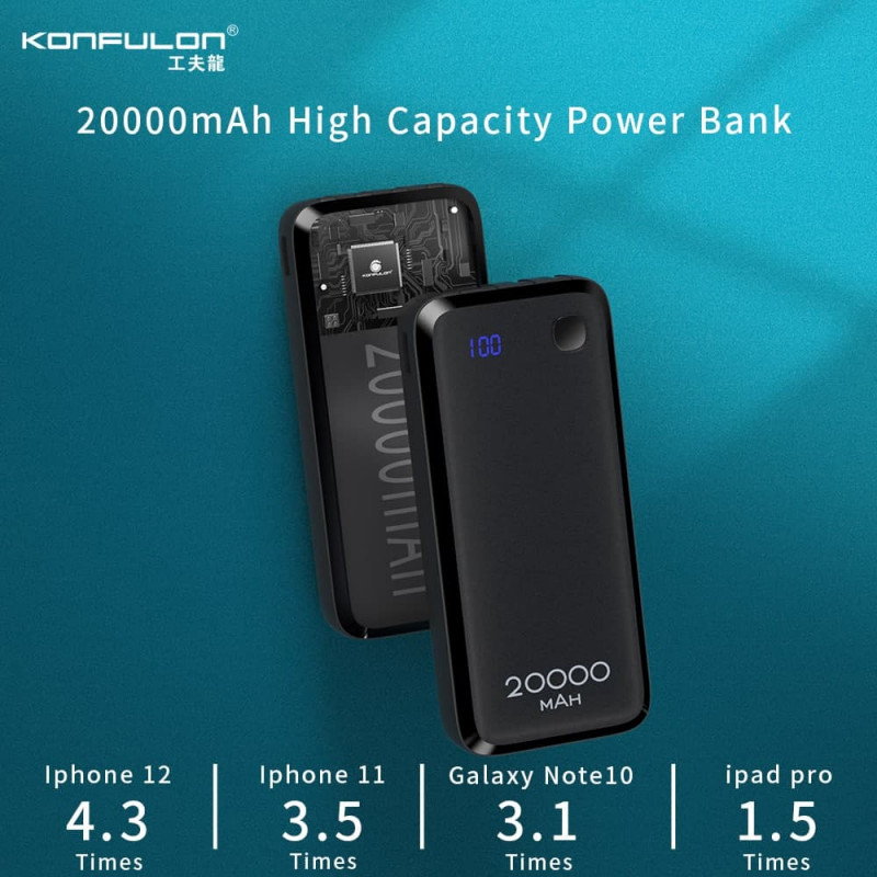 KonfulonPowerbank A23S 20000mAh Come with 3 Charger Cable