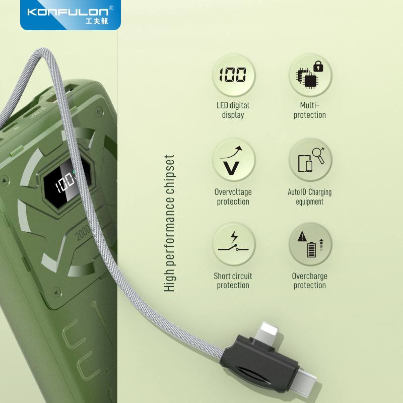 Power bank Konfulon with 5 Output and Fast Charging 22.5W support 20000mAh