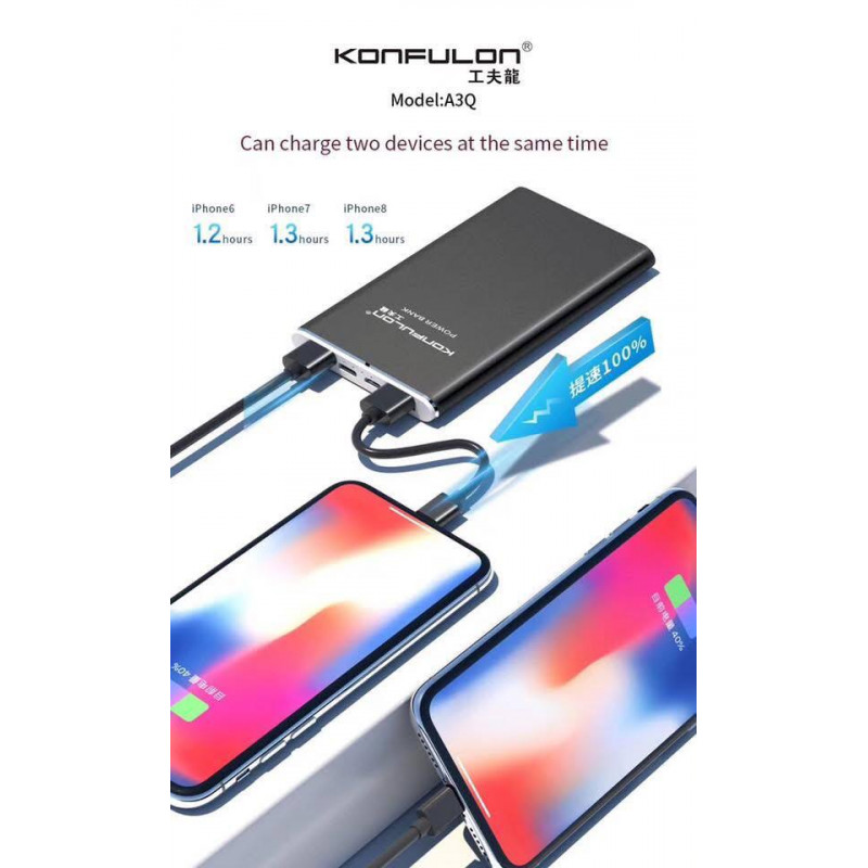 Konfulon Power bank 10000mAh QC 3.0 20W Model A3Q 