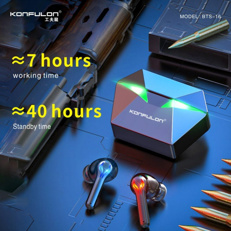 Konfulon Gamer Bluetooth Earphone BTS-16 no delay 