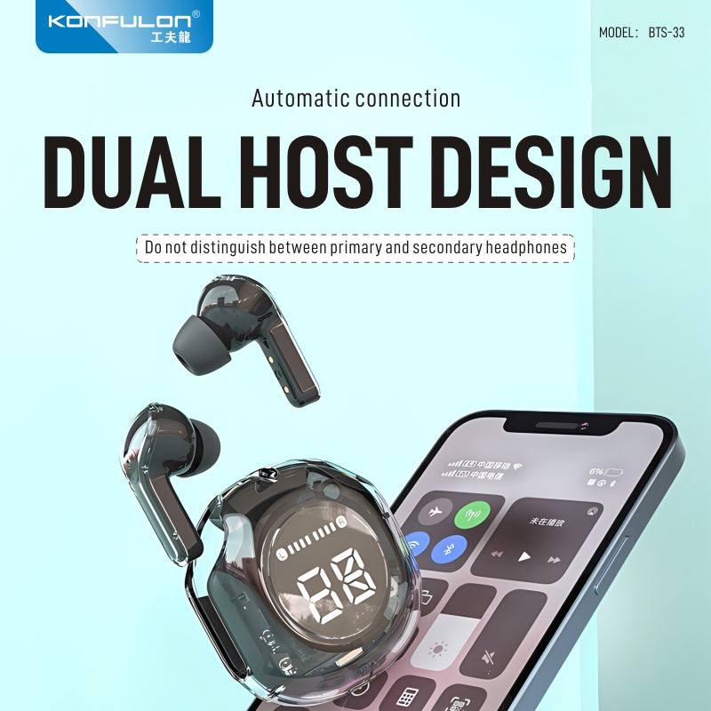 KONFULON  Wireless Earphone HIFi Bluetooth 5.3 40 Hour Standby Time Model: BTS-33