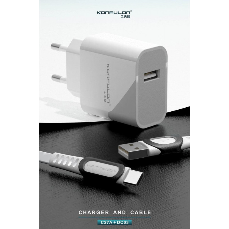 Konfulon Adapter Charger + Type-C Cable C27A-DC03