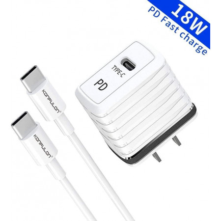 Konfulon Android phone adapter + Cable support QC 3.0, Type-C PD Model : C32D+C to C 1 set