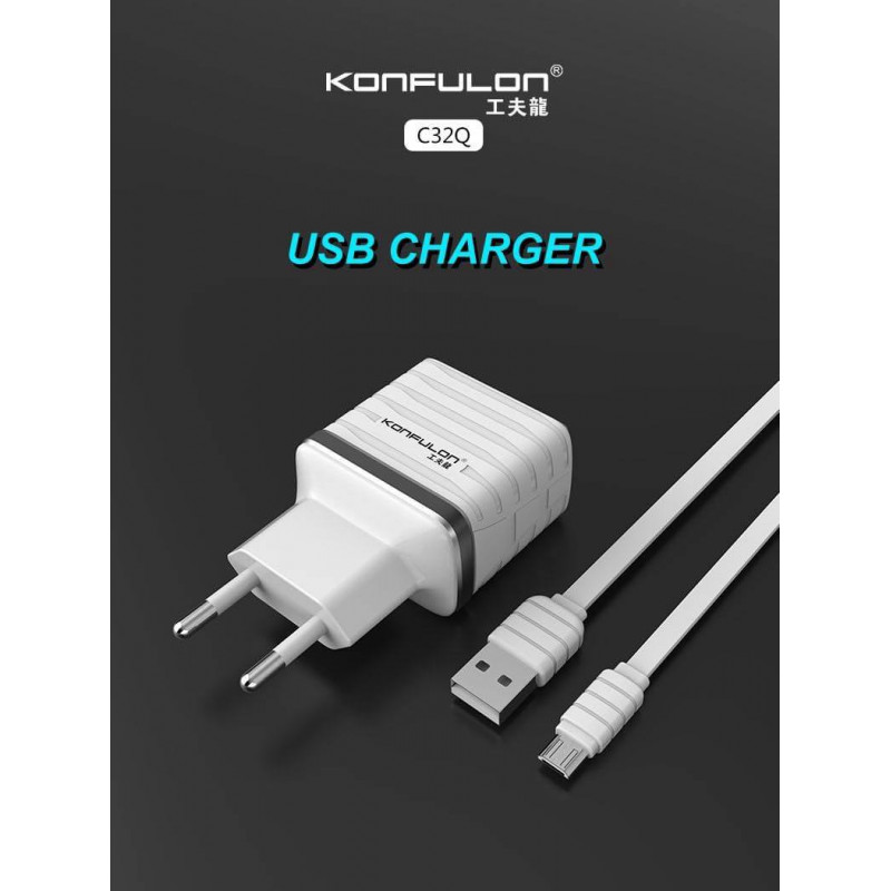 Konfulon Adapter Charger + Micro  C32Q QC 3.0