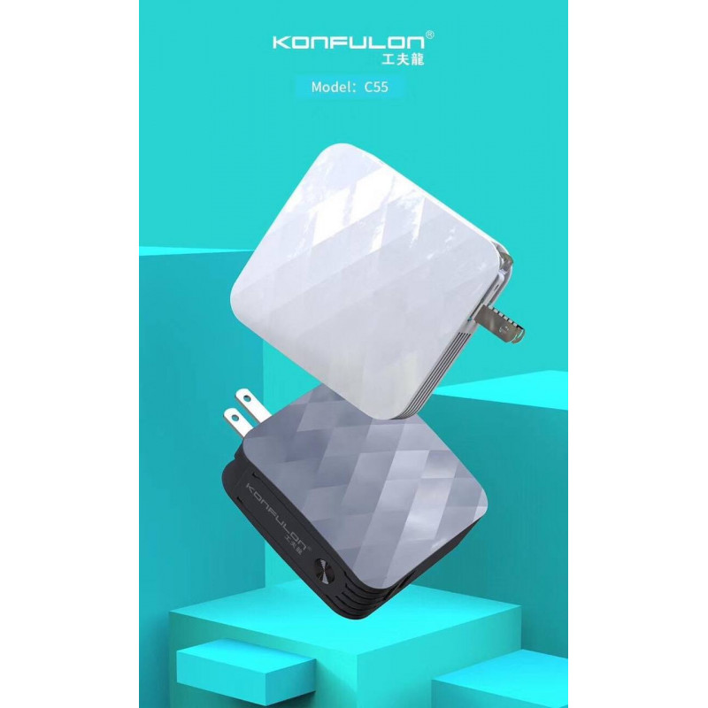 Konfulon Adapter Charger Come with Power bank 5000mAh Model C55