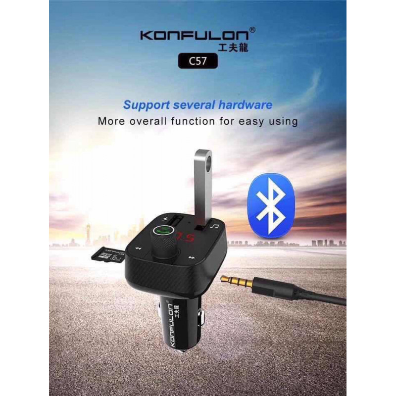 Konfulon Car Charger Come with Bluetooth Connect Speaker C58 2USB QC 3.0