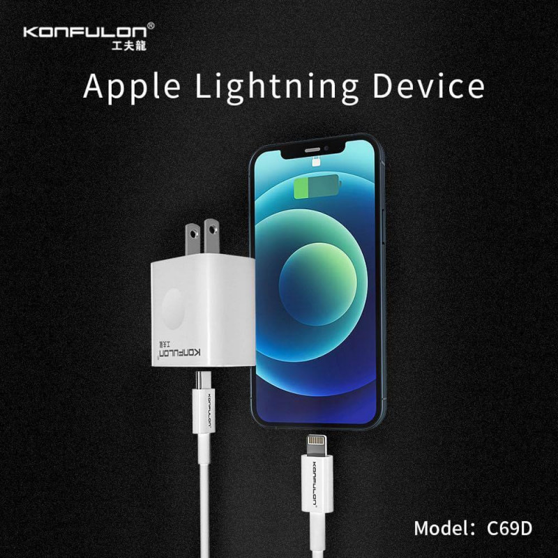 Konfulon Adapter + Cable iPhone Fast Charge C69D + DC13