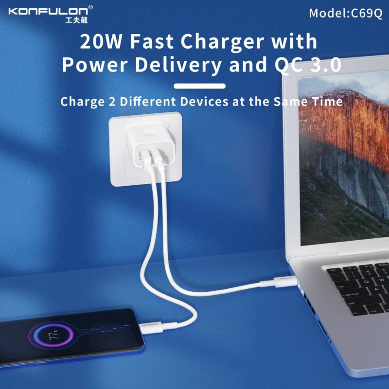 konfulon Adapter Fast Charger C69Q 20W