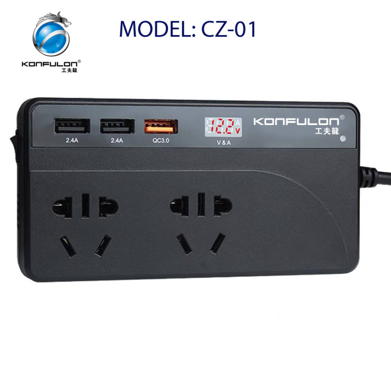 KONFULON Car inverter 12v24v to 220V volt converter truck household power reverse transformer charging socket model : CZ01