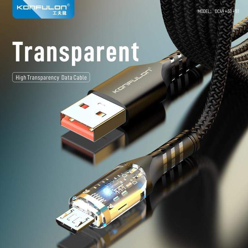 HIGH TRANSPARENCY FAST DATA CABLE MODEL DC49 Micro DC50 iPhone DC51 Type-C