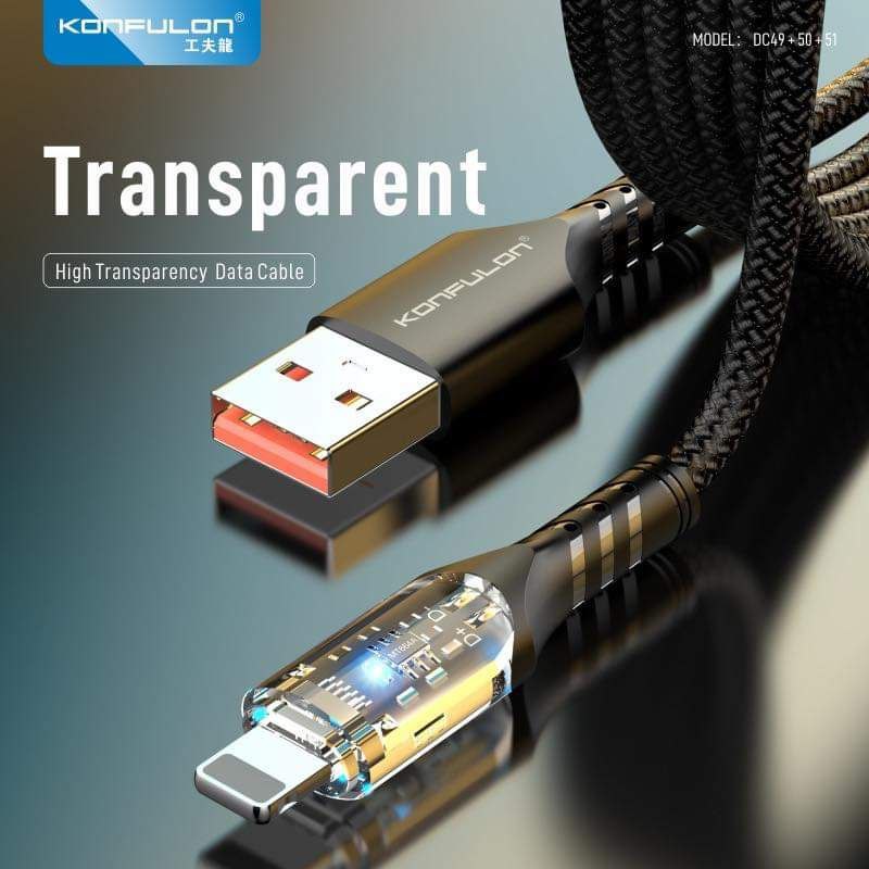 HIGH TRANSPARENCY FAST DATA CABLE MODEL DC49 Micro DC50 iPhone DC51 Type-C