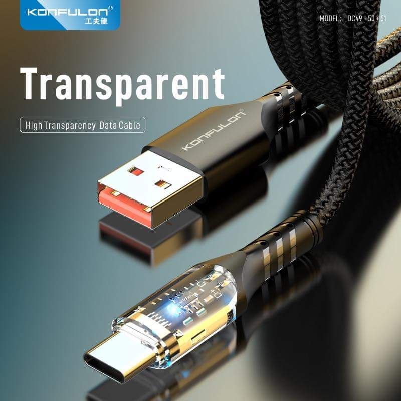 HIGH TRANSPARENCY FAST DATA CABLE MODEL DC49 Micro DC50 iPhone DC51 Type-C