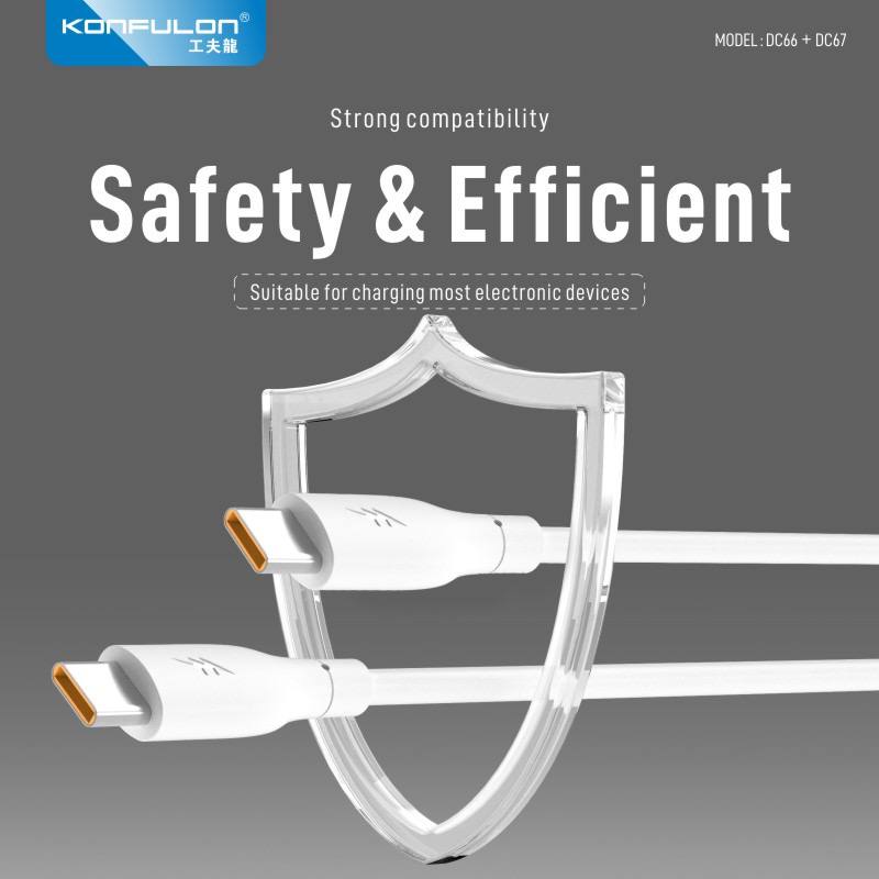 Konfulon Data Cable Charger 3.0A Model: ​​DC66 IPhone 27W DC67 Type-C 60W