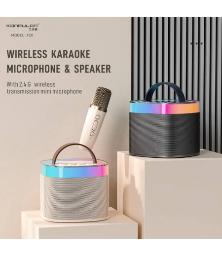 Konfulon mini bluetooth speaker home wireless k audio microphone outside singing small home KTV F-20