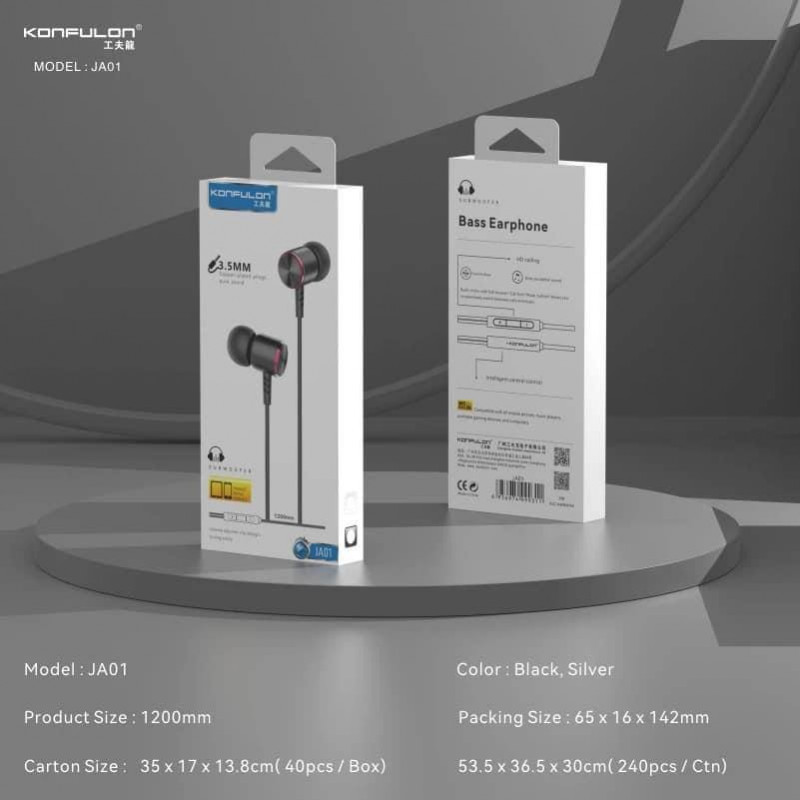 Konfulon Earphone 3.5 MM Hi-Fi Sub Woofer JA01