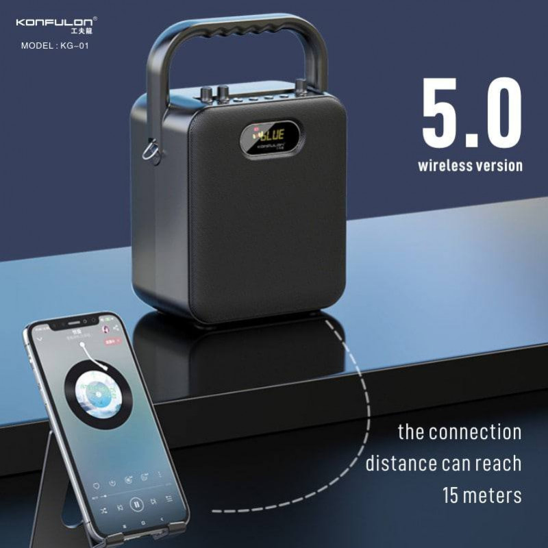 Konfulon Mini Karaoke Speaker Come With Microphone Super Sound KG-01 5.0 Bluetooth Version 