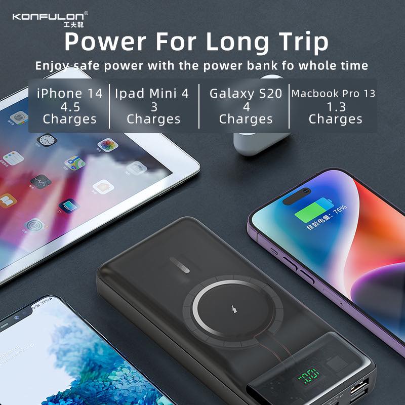 Konfulon PowerBank Wireless Fast Charge 22.5W PD 20W 20000 mAh M17W 