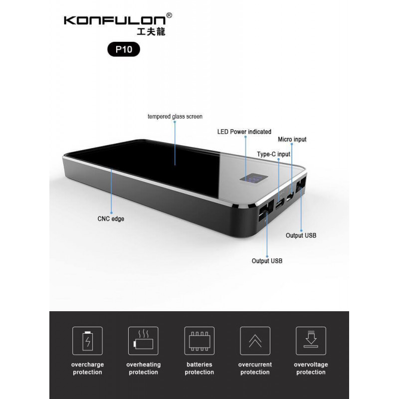 Konfulon LCD Display PowerBank P10​ 10000mAh