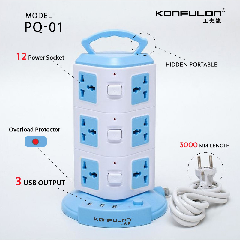 Konfulon Socket plug-in board plug-in board with line porous household multi-functional multi-socket plug multi-purpose converter PQ-01