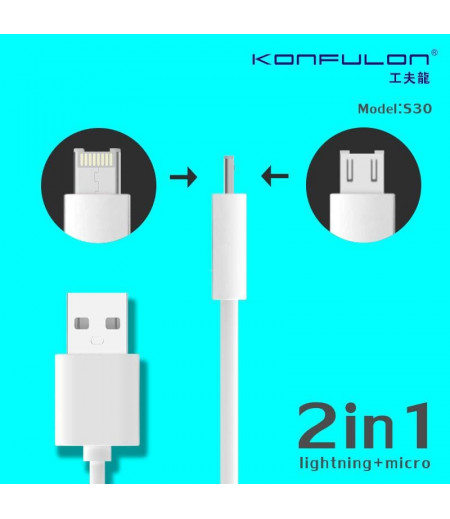 Konfulon 2 in 1 Charger Cable iPhone Micro S30