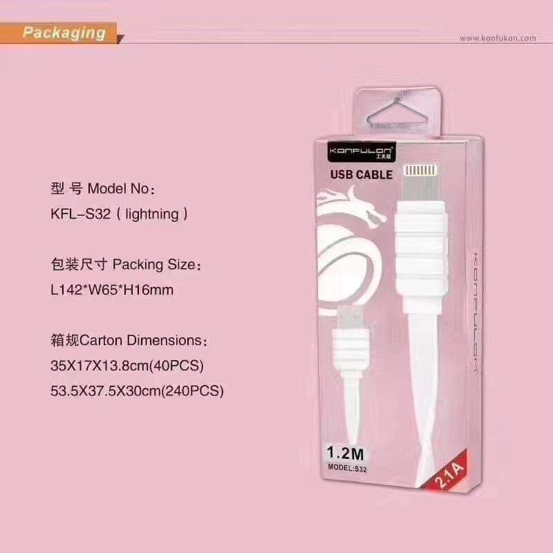 Konfulon Charger Cable 1.2m S31 Micro S32 iPhone S33 Type-C