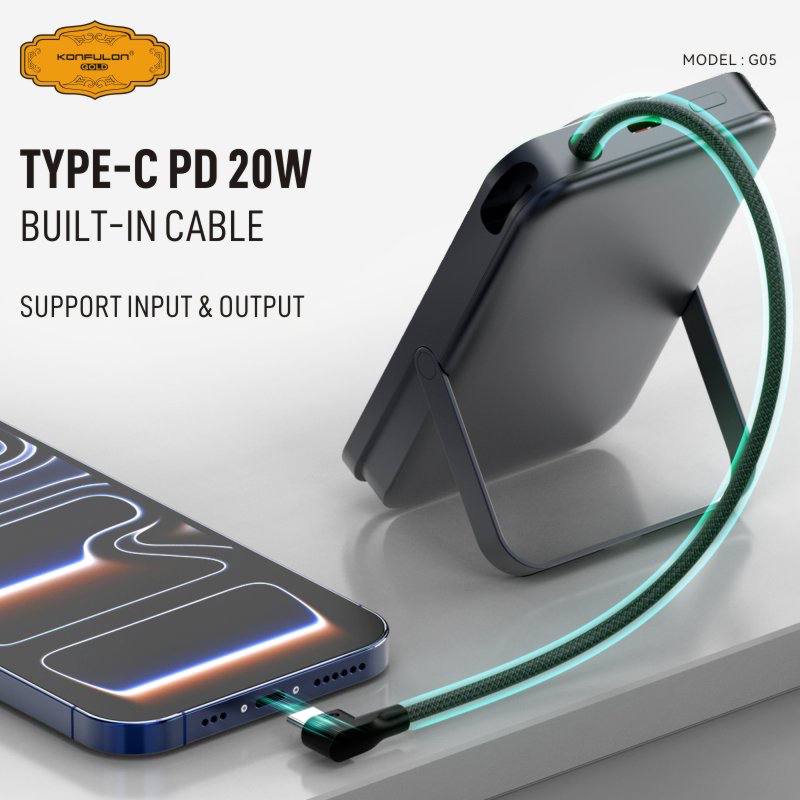 Konfulon gold Two wireless charging Function and build with cable PD 20W Model: G05 (1-year warranty)
