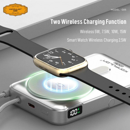 Konfulon gold Two wireless charging Function and build with cable PD 20W Model: G05 (1-year warranty)