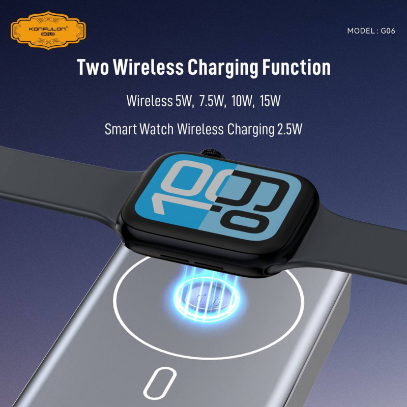 Konfulon gold Two wireless charging Function and build with cable PD 22.5W Model: G06 (1-year warranty)