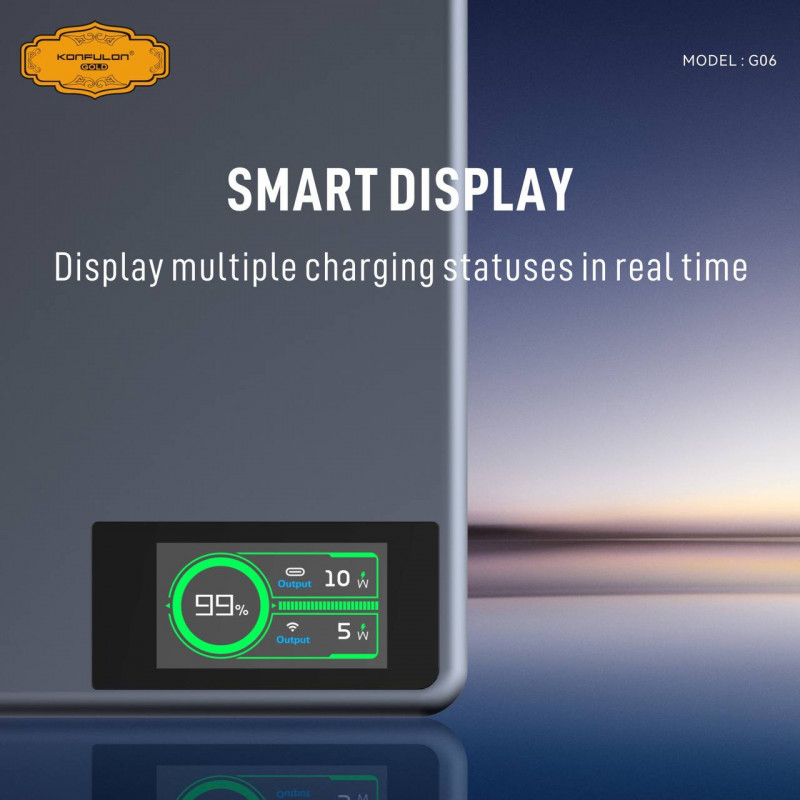 Konfulon gold Two wireless charging Function and build with cable PD 22.5W Model: G06 (1-year warranty)