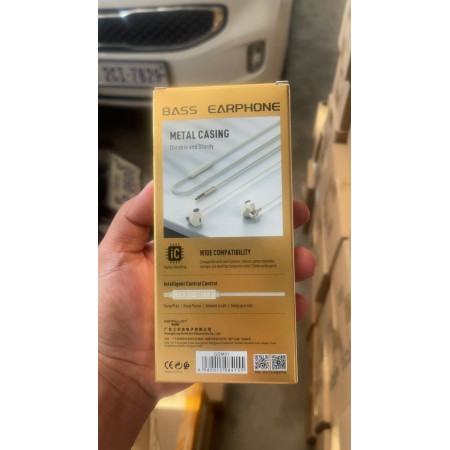 Konfulon Gold new wired earphones with good bass,  Type-C, 3.5mm, Model: GD-M01 (3.5mm)  GD-M02 (Type-C)