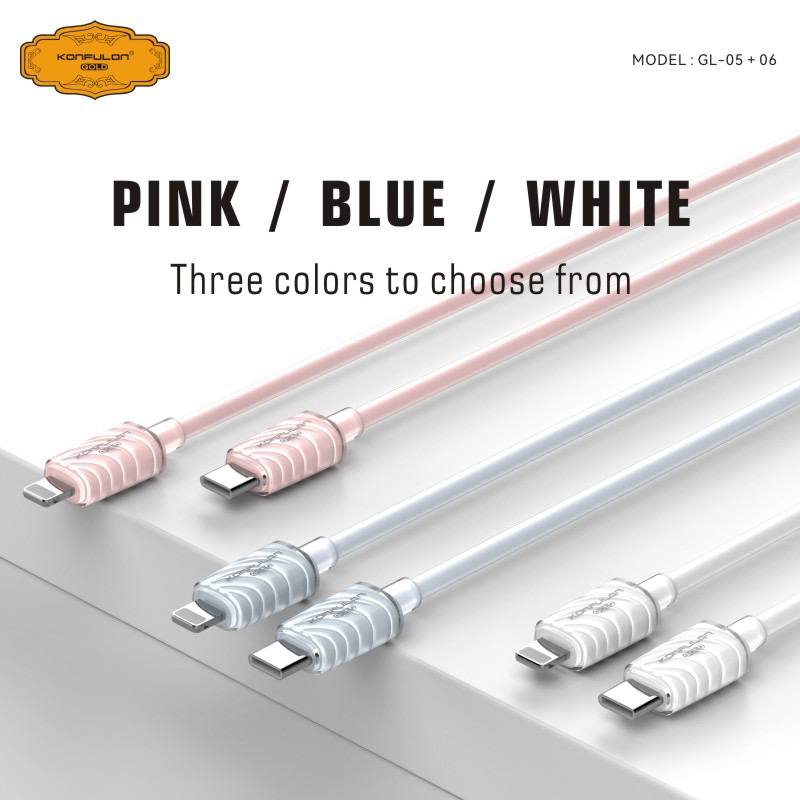KONFULON Gold Set Adapter and Cable Super-Fast Charging 30W Model L01 Type-C to Lightning, L01 Type-C to Type-C (1-year warranty)