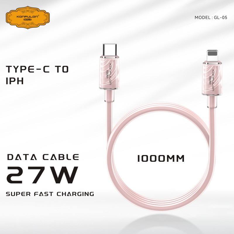 Konfulon Gold American Standard, Fast Charging Set 30W, Type-C to Lightning Model: L01 (GL05) Type-C to Type-C  Model: L01 (GL06)  