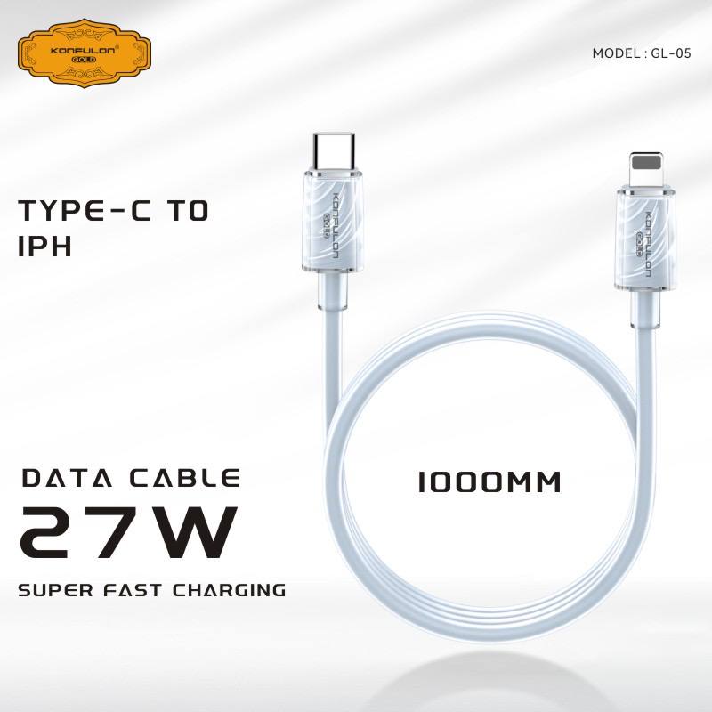 Konfulon Gold  Fast Charging Cable27W,  Type-C toLightning, Model:GL05 and 60W,  Type-C to Type-C, Model:GL06