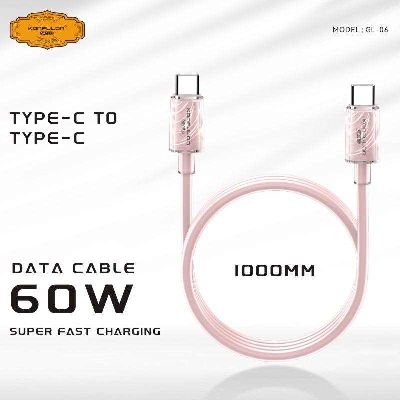 Konfulon Gold  Fast Charging Cable27W,  Type-C toLightning, Model:GL05 and 60W,  Type-C to Type-C, Model:GL06